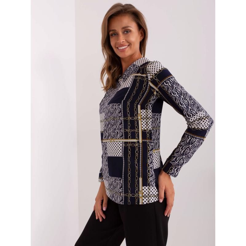 Dámská košile s potiskem a límečkem AZORA námořnicky modrá 