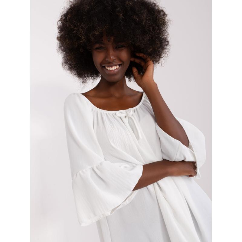 Dámské šaty s volánem midi oversize LEKA ecru 