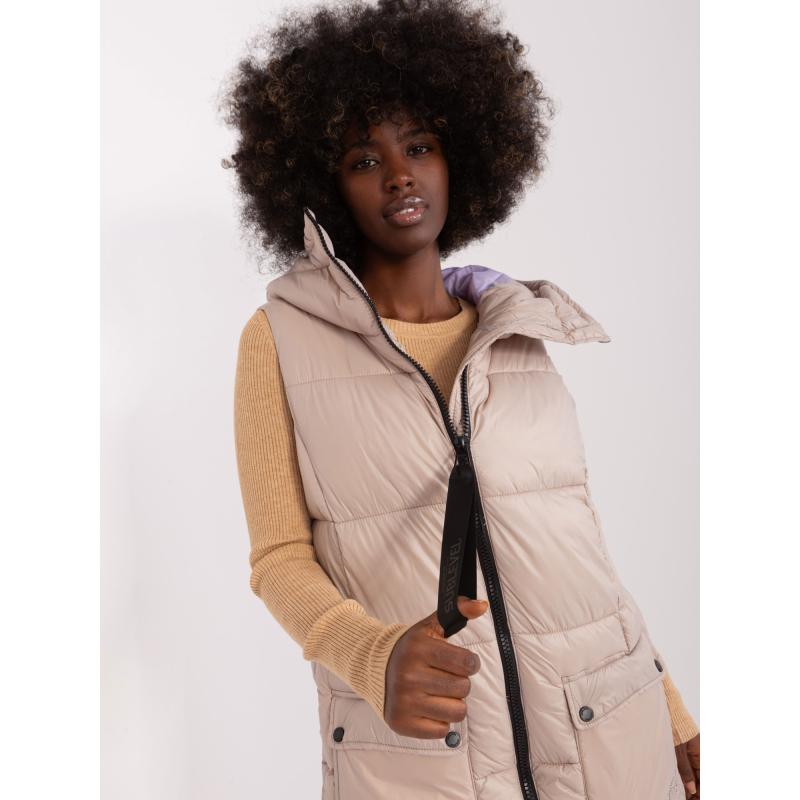 Női kapucnis mellény SUBLEVEL bézs színű