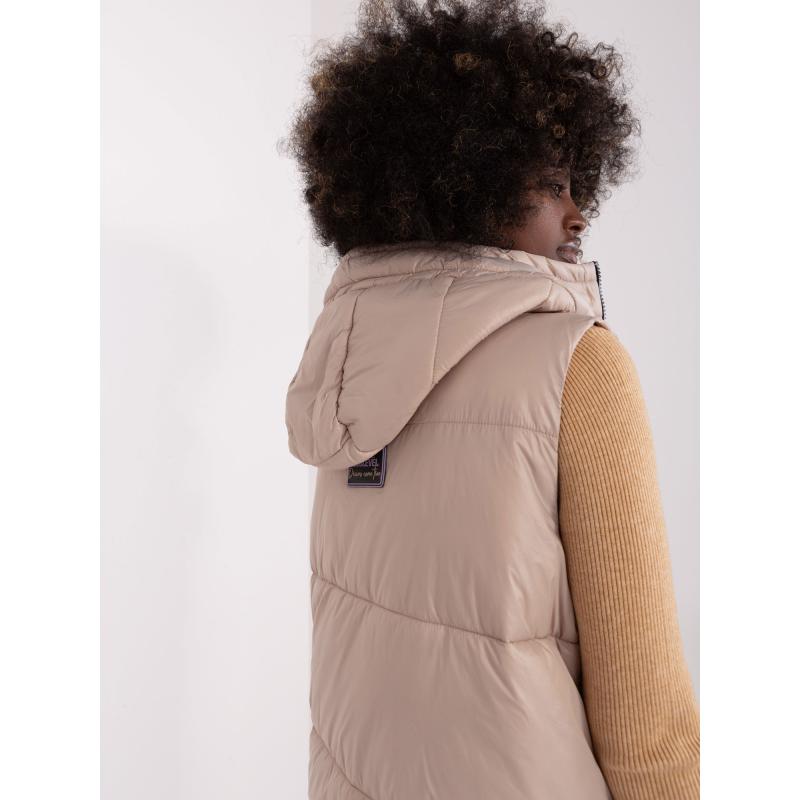 Női kapucnis mellény SUBLEVEL bézs színű