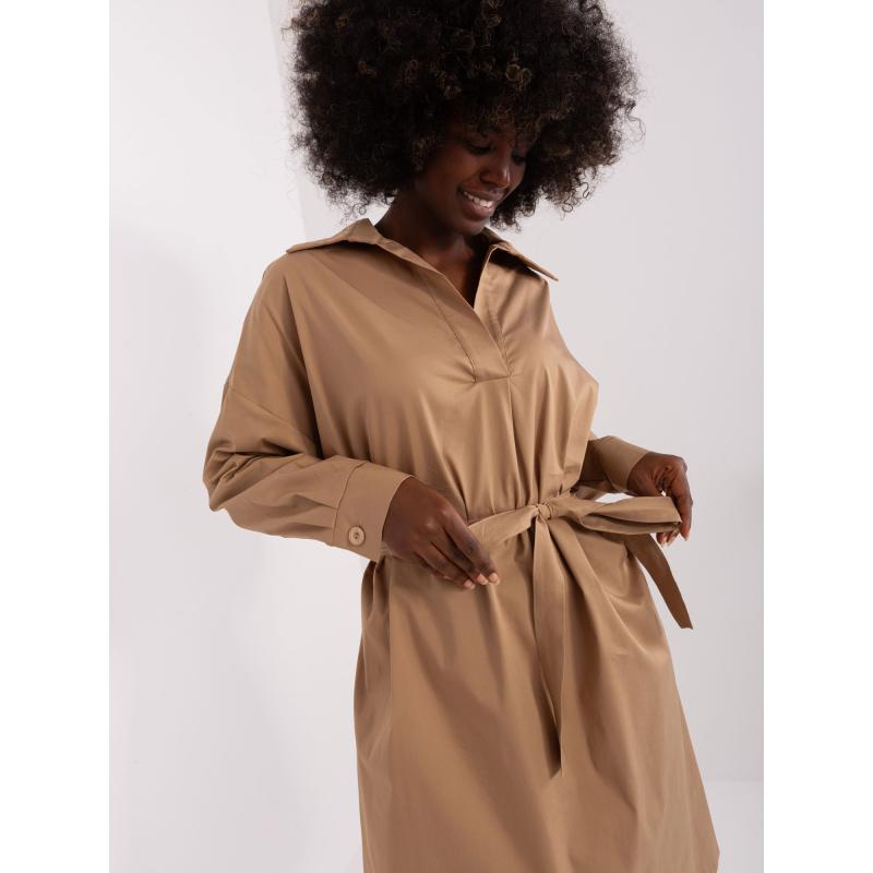 Dámské šaty s límečkem ZULUNA hnědé