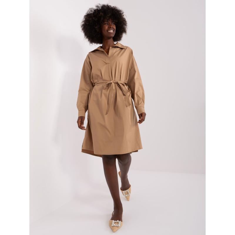 Dámské šaty s límečkem ZULUNA hnědé