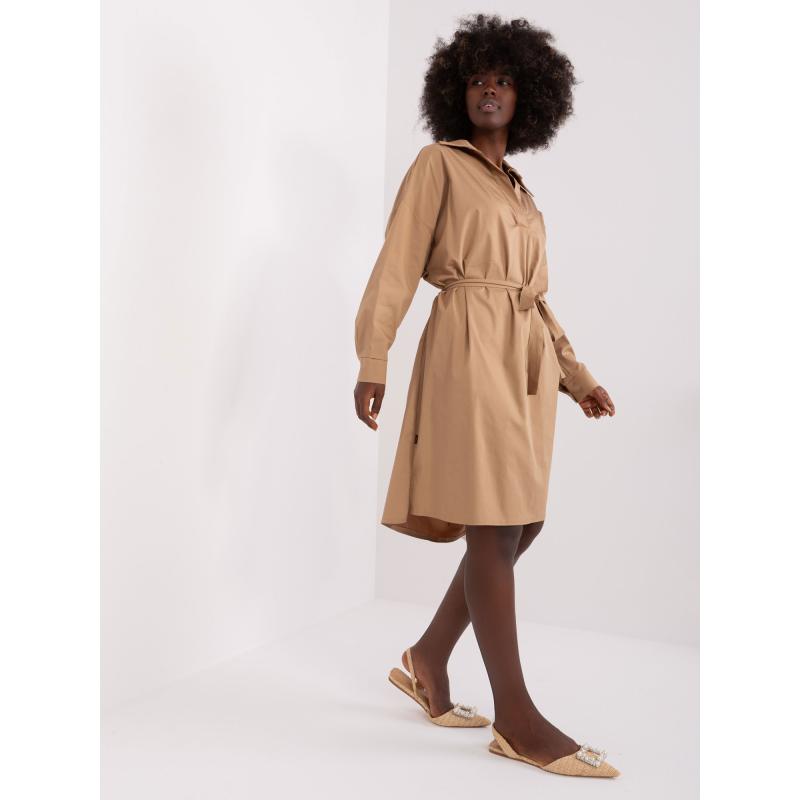 Dámské šaty s límečkem ZULUNA hnědé