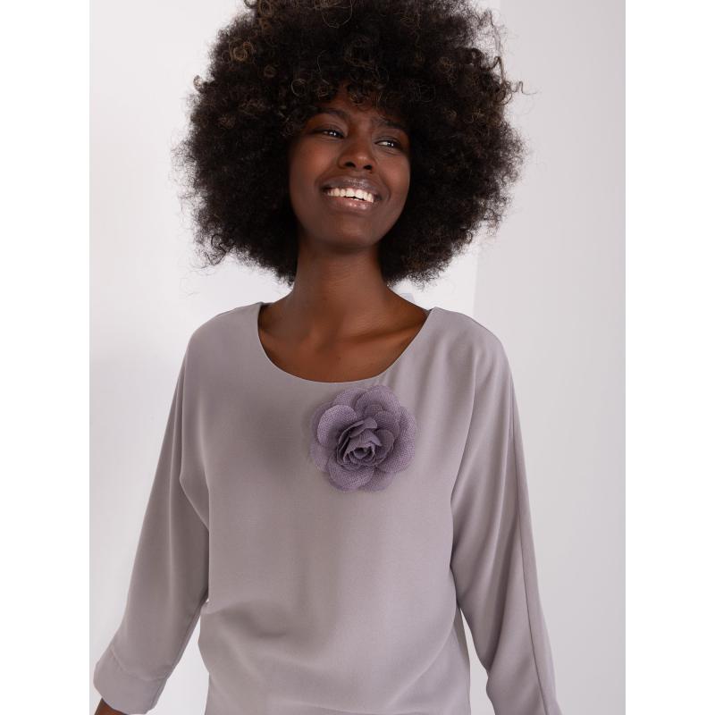 Dámská halenka s květinovým detailem CELA šedá 