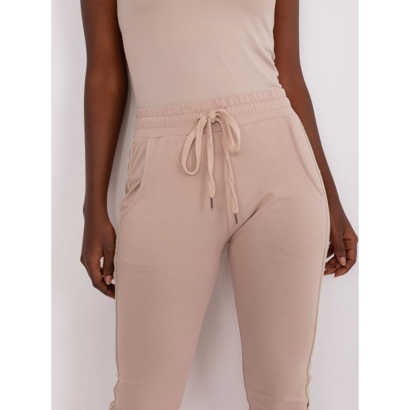 Dámské tepláky s lemováním ZIKA béžové