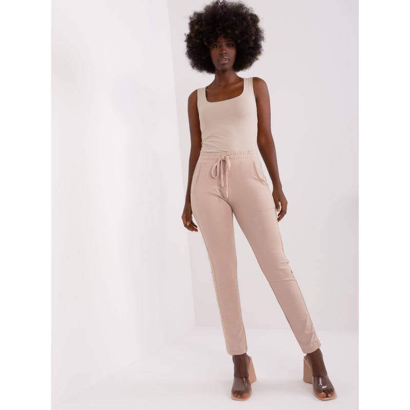 Dámské tepláky s lemováním ZIKA béžové