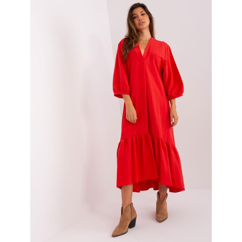 Dámské šaty s volánem midi ZULUNA červené 