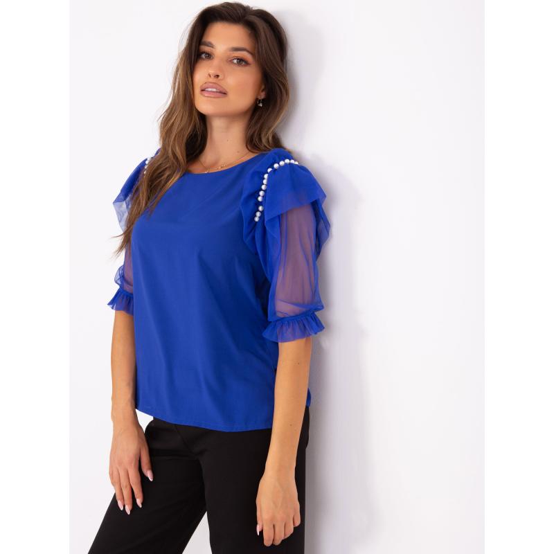 Női blúz BERA applikációval kobalt színben
