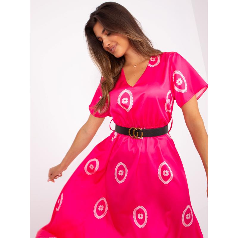 Dámské šaty vzorované koktejlové INIA tmavě růžové 