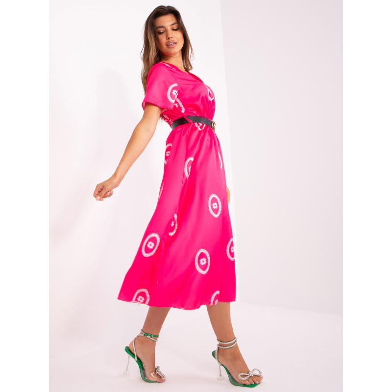 Dámské šaty vzorované koktejlové INIA tmavě růžové 