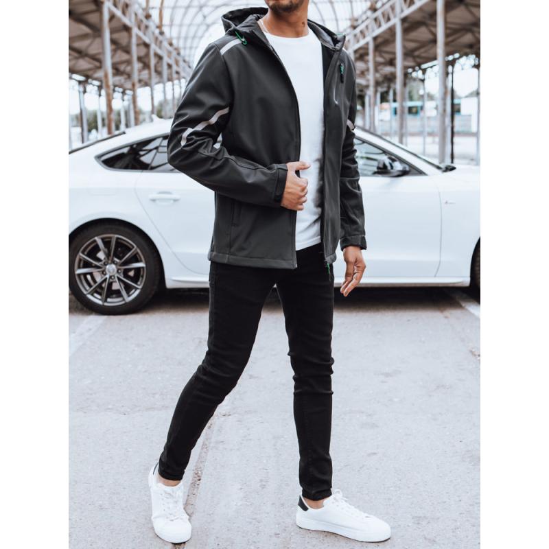 Pánská softshellová bunda s kapucí ORA tmavě šedá