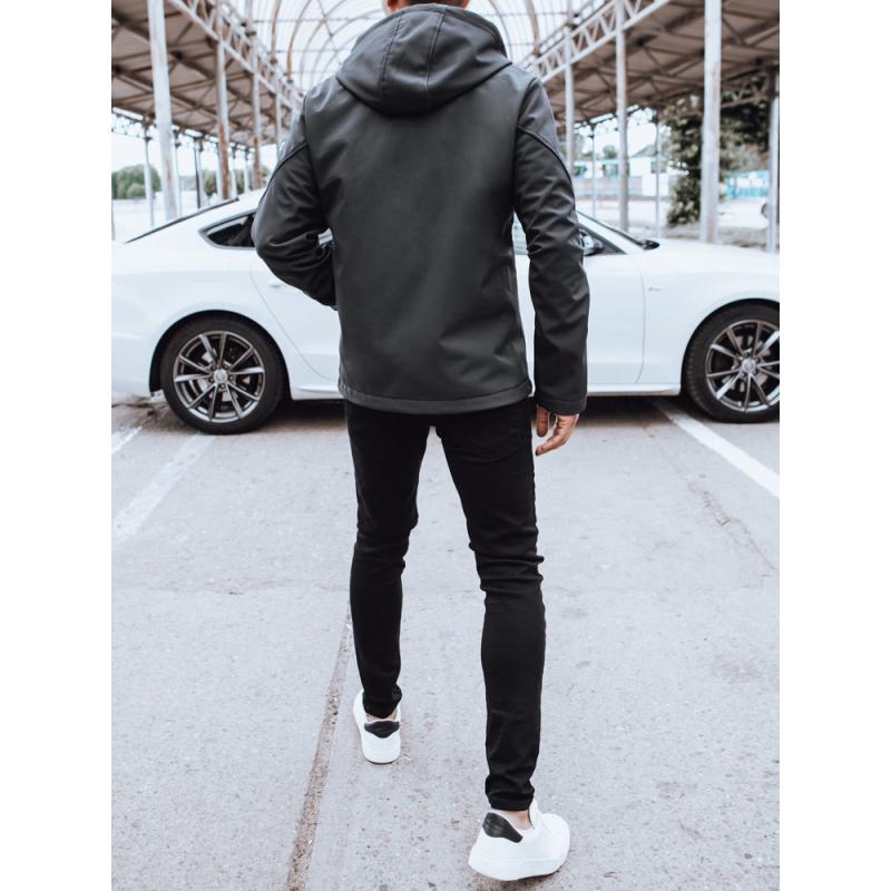 Pánská softshellová bunda s kapucí ORA tmavě šedá