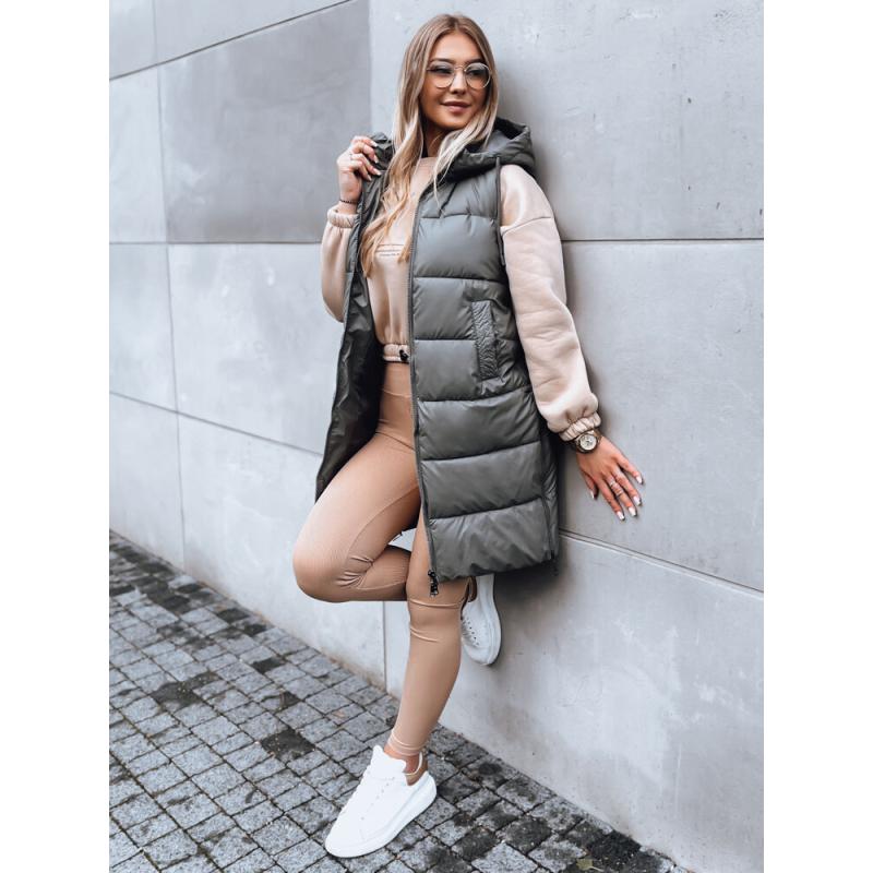 Dámská dlouhá zateplená vesta FAR AWAY tmavě šedá