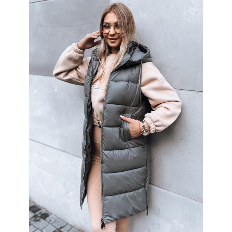 Dámská dlouhá zateplená vesta FAR AWAY tmavě šedá