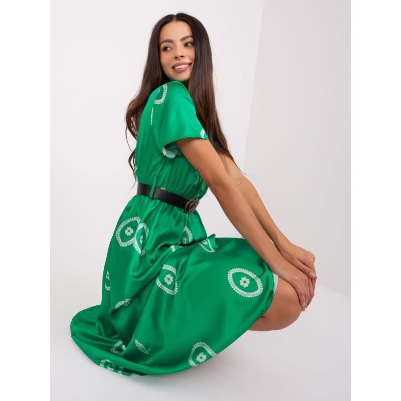 Dámské šaty s potiskem midi koktejlové XIKA zelené  