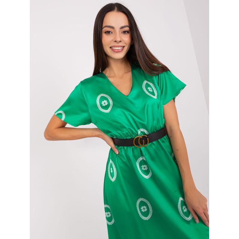Dámské šaty s potiskem midi koktejlové XIKA zelené  
