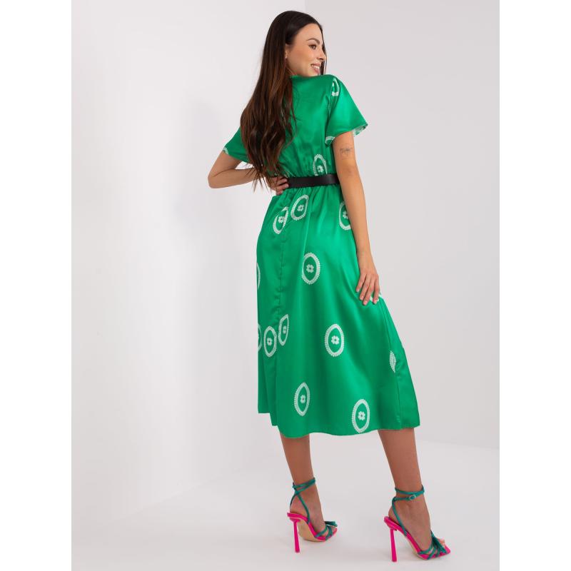 Dámské šaty s potiskem midi koktejlové XIKA zelené  
