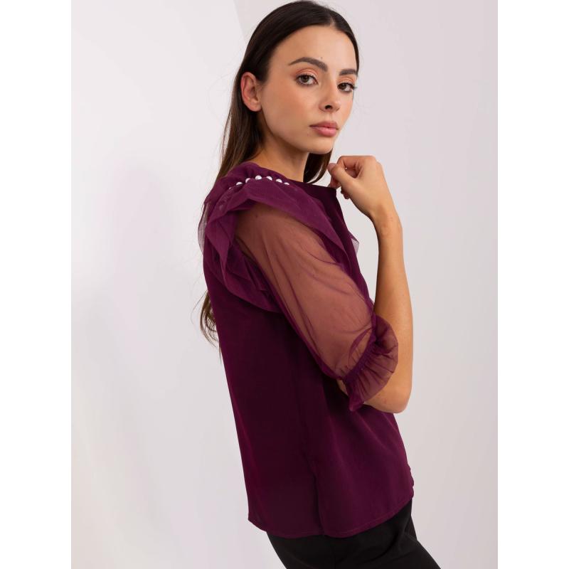 Női blúz hasított résszel ELETA sötétlila