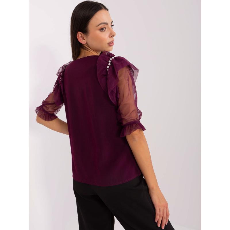 Női blúz hasított résszel ELETA sötétlila