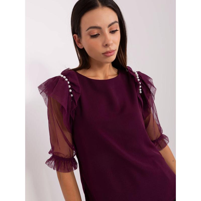 Női blúz hasított résszel ELETA sötétlila