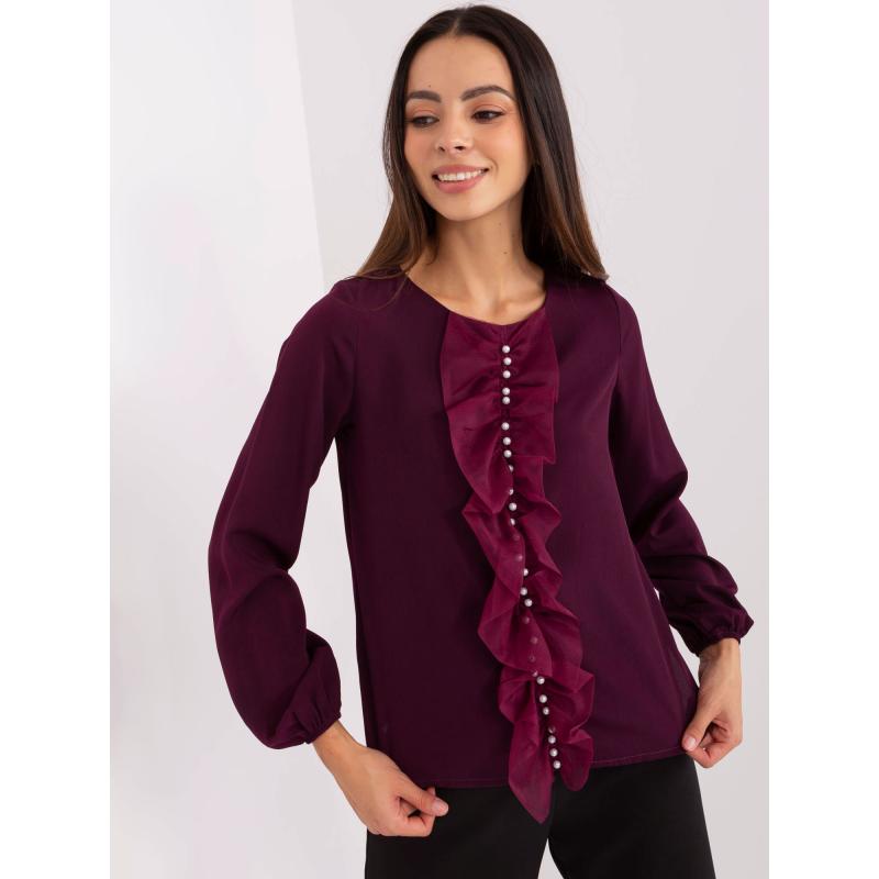 Dámská halenka s perlami OLEKA tmavě fialová