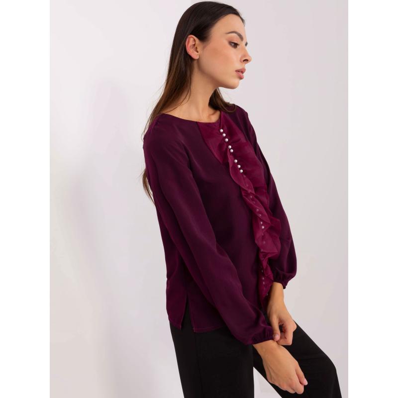 Dámská halenka s perlami OLEKA tmavě fialová