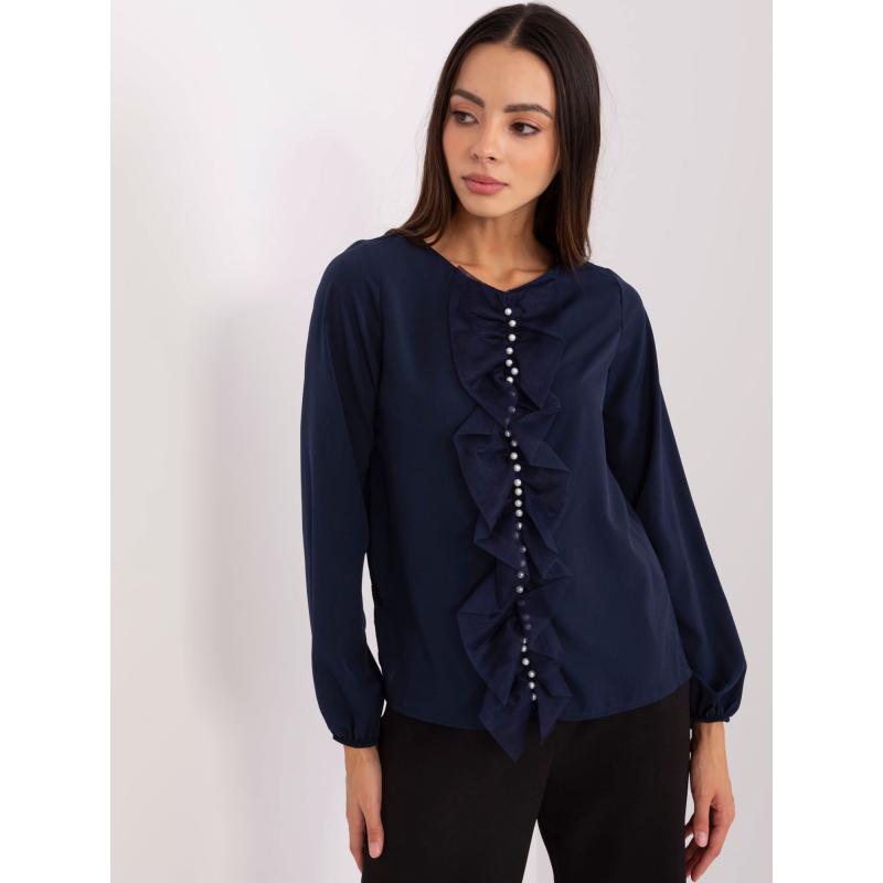 Női blúz gyöngyökkel NOWA tengerészkék