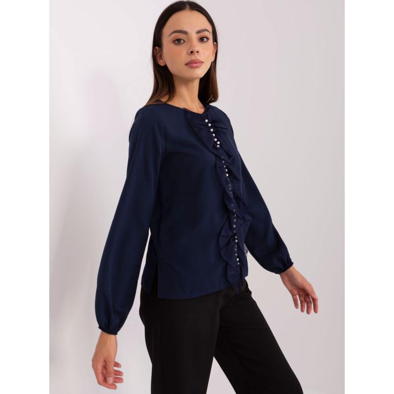 Női blúz gyöngyökkel NOWA tengerészkék