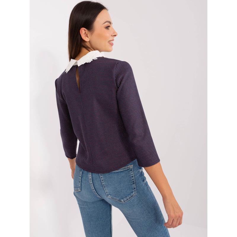 Dámská halenka s krajkovým lemem FLORETA námořnicky modrá