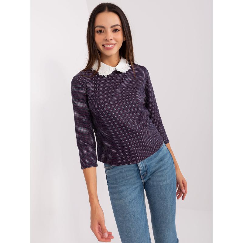 Dámská halenka s krajkovým lemem FLORETA námořnicky modrá