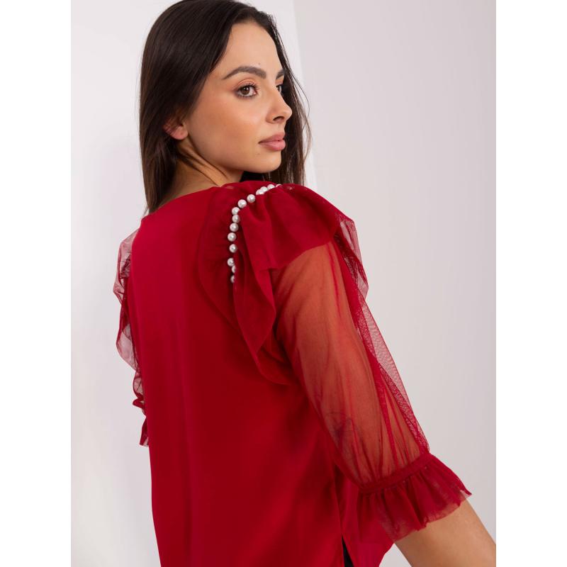 Dámská halenka se síťovanými rukávy MERCY bordó 