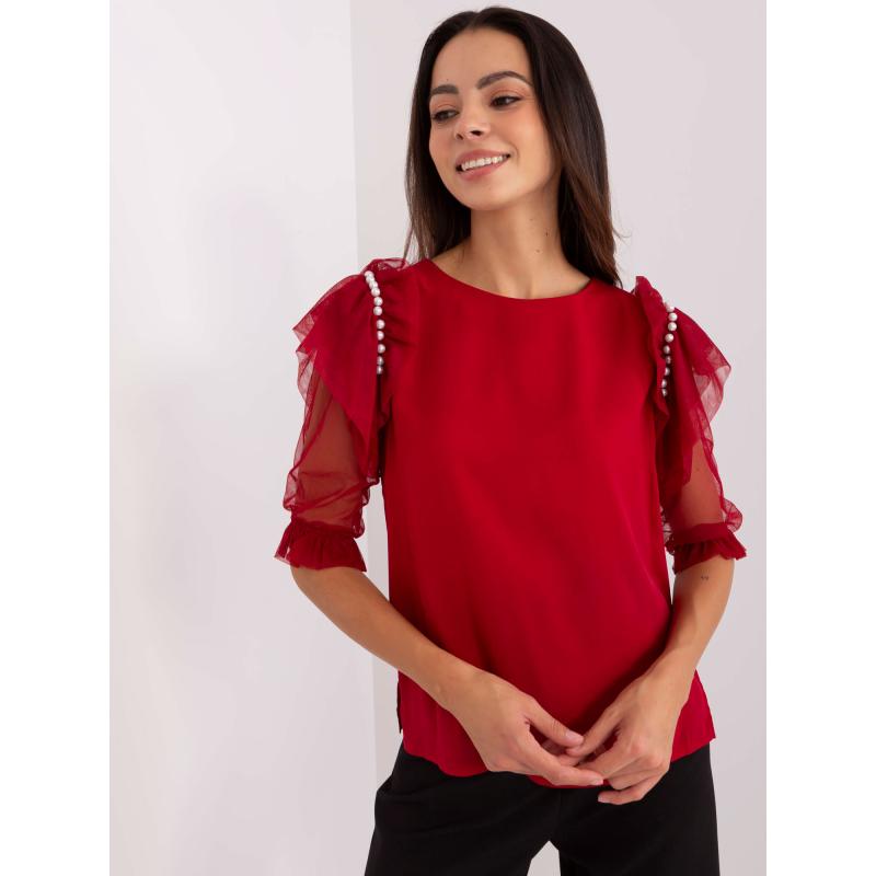 Dámská halenka se síťovanými rukávy MERCY bordó 