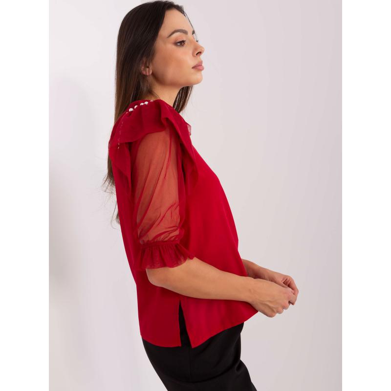 Dámská halenka se síťovanými rukávy MERCY bordó 