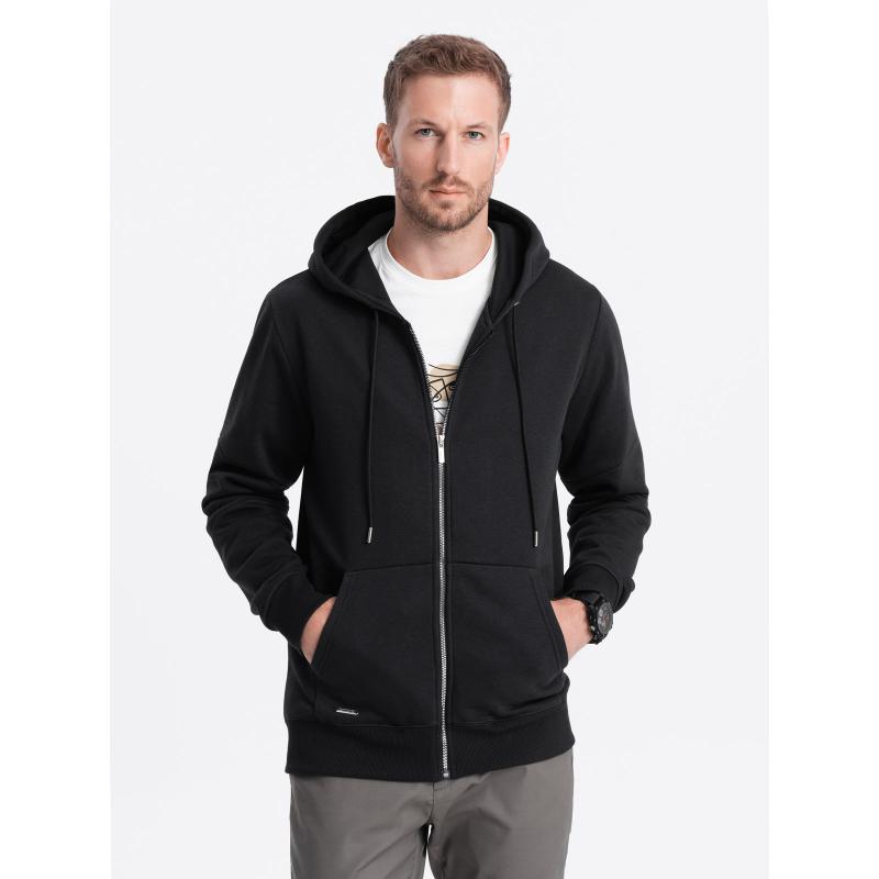 Pánska mikina na zips V1 OM-SSZP-22FW-003 čierna