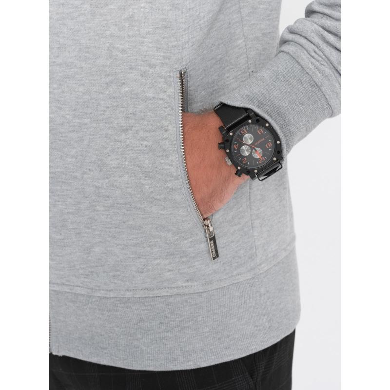 Férfi cipzáras kapucnis pulóver V2 OM-SSZP-22SS-010 szürke melange