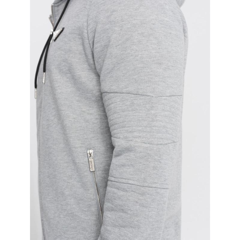 Férfi cipzáras kapucnis pulóver V2 OM-SSZP-22SS-010 szürke melange