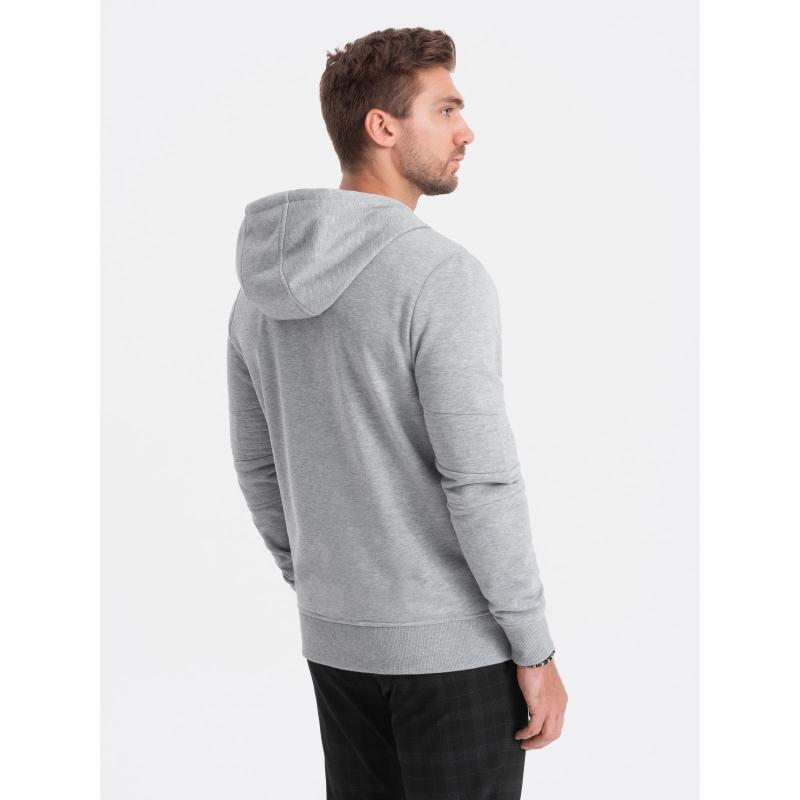 Férfi cipzáras kapucnis pulóver V2 OM-SSZP-22SS-010 szürke melange
