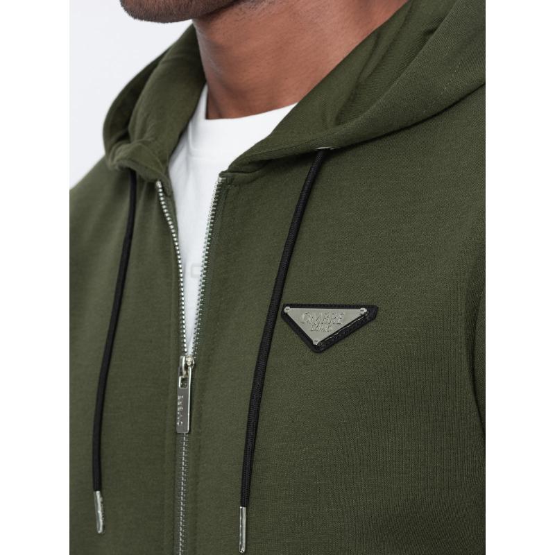 Pánska mikina na zips V1 OM-SSZP-22SS-010 olivová