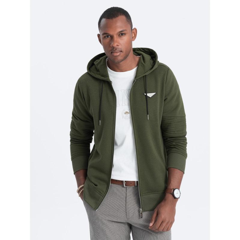 Pánska mikina na zips V1 OM-SSZP-22SS-010 olivová