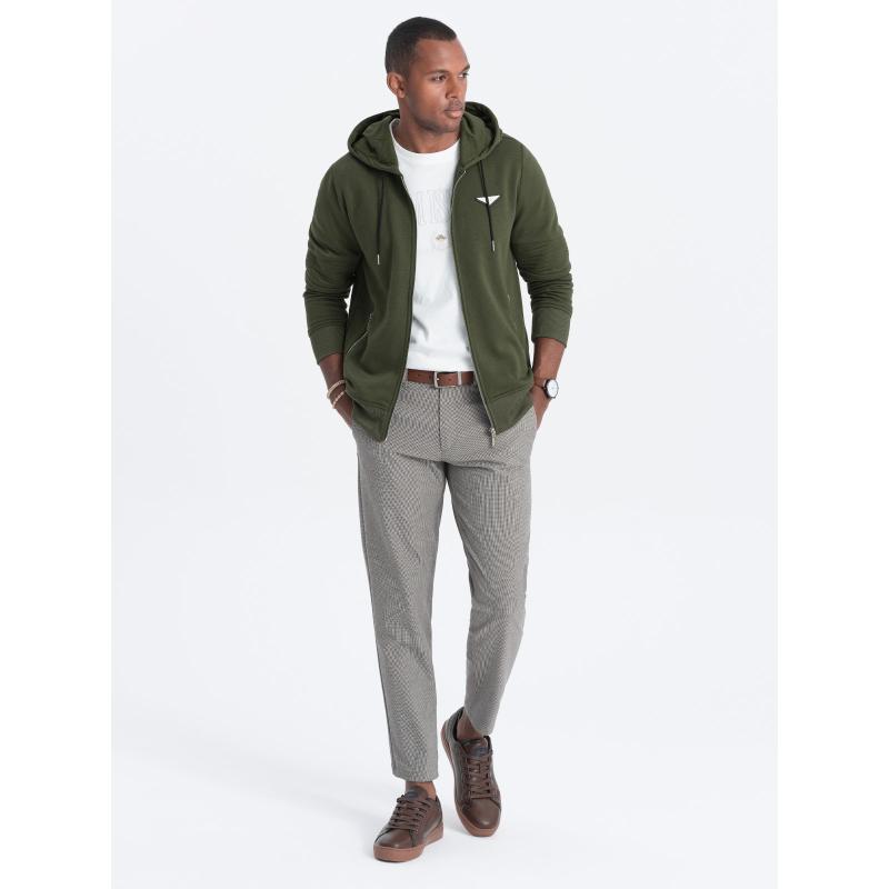 Pánska mikina na zips V1 OM-SSZP-22SS-010 olivová