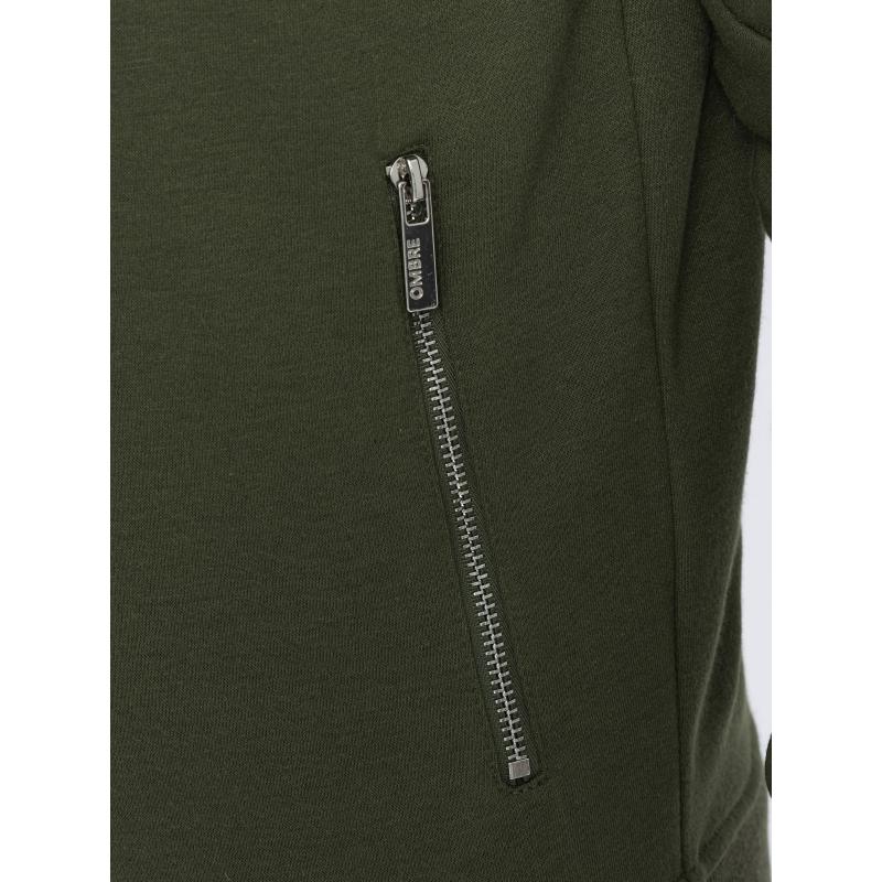 Pánska mikina na zips V1 OM-SSZP-22SS-010 olivová