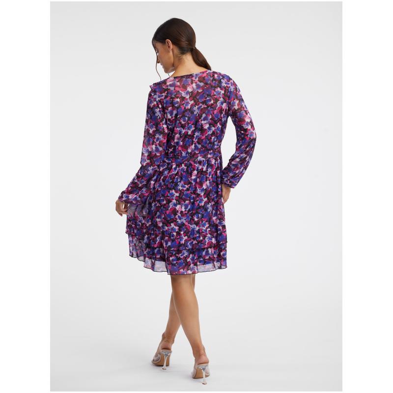 Fialové dámské květované šaty