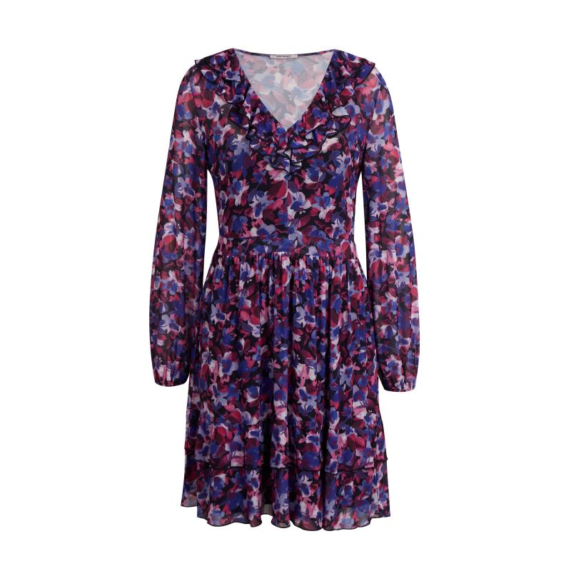 Fialové dámské květované šaty