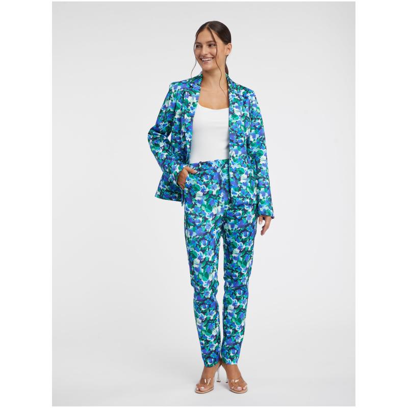 Zeleno-modré dámské květované dámské sako