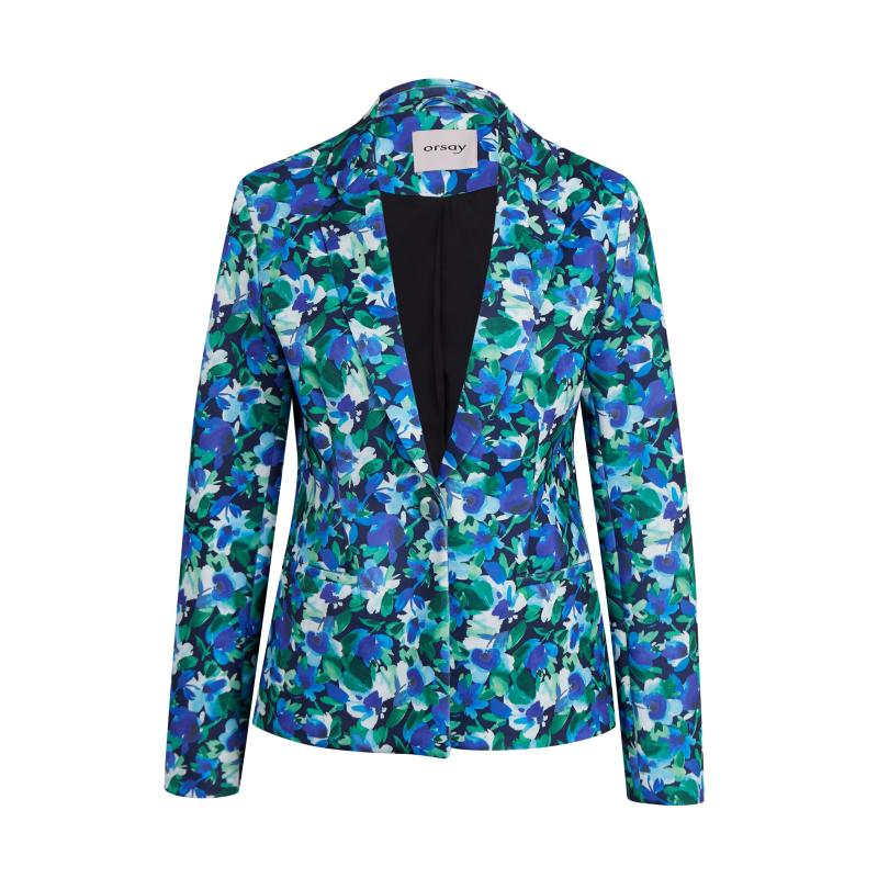 Zeleno-modré dámské květované dámské sako