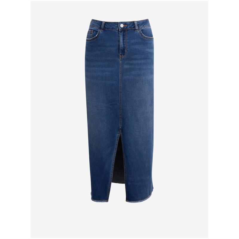 Modrá dámská džínová maxi sukně