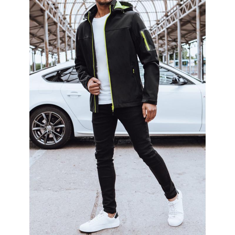 Pánska softshellová bunda s kapucňou OTOS čierna