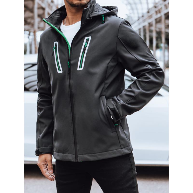 Pánská softshellová bunda s kapucí TWICE tmavě šedá