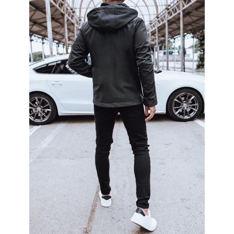 Pánská softshellová bunda s kapucí TWICE tmavě šedá