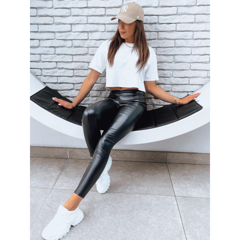 Női bőr leggings GALACTIC GAZE fekete